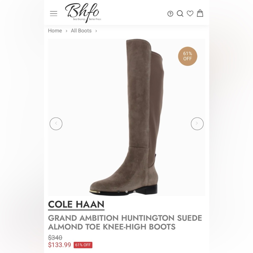 GRAND AMBITION HUNTINGTON SUEDE ALMOND TOE KNEE-HIGH BOOTS. Size 7.5